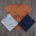 Pack 3 T-Shirt Gris Clair + Maron Chine + Bleu Marine