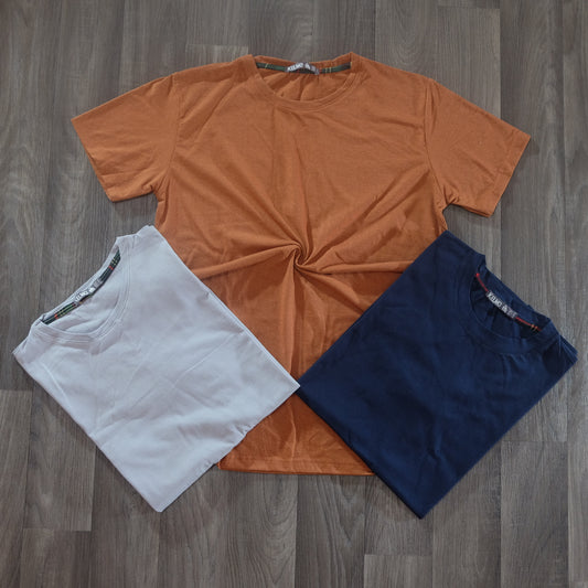 Pack 3 T-Shirt Gris Clair + Maron Chine + Bleu Marine