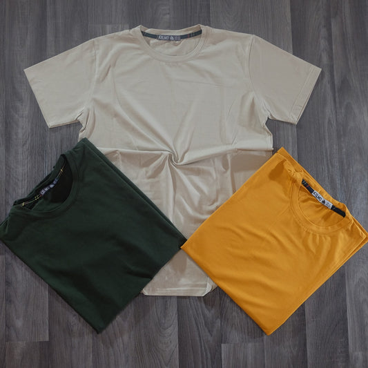 Pack 3 T-Shirt Kaki Fonce + Beige + Motard