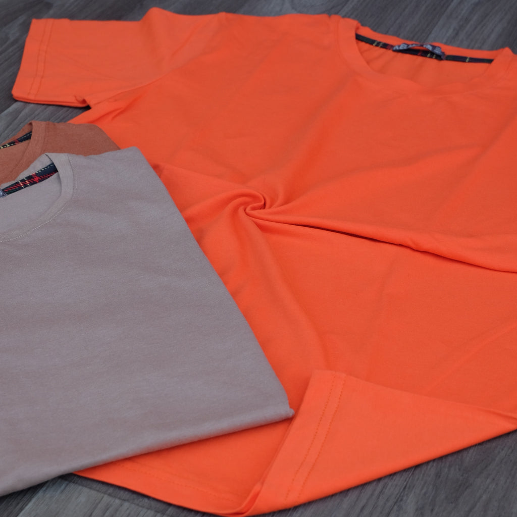 Pack 3 T-Shirt Marron Chine+ Beige Caramel + Orange