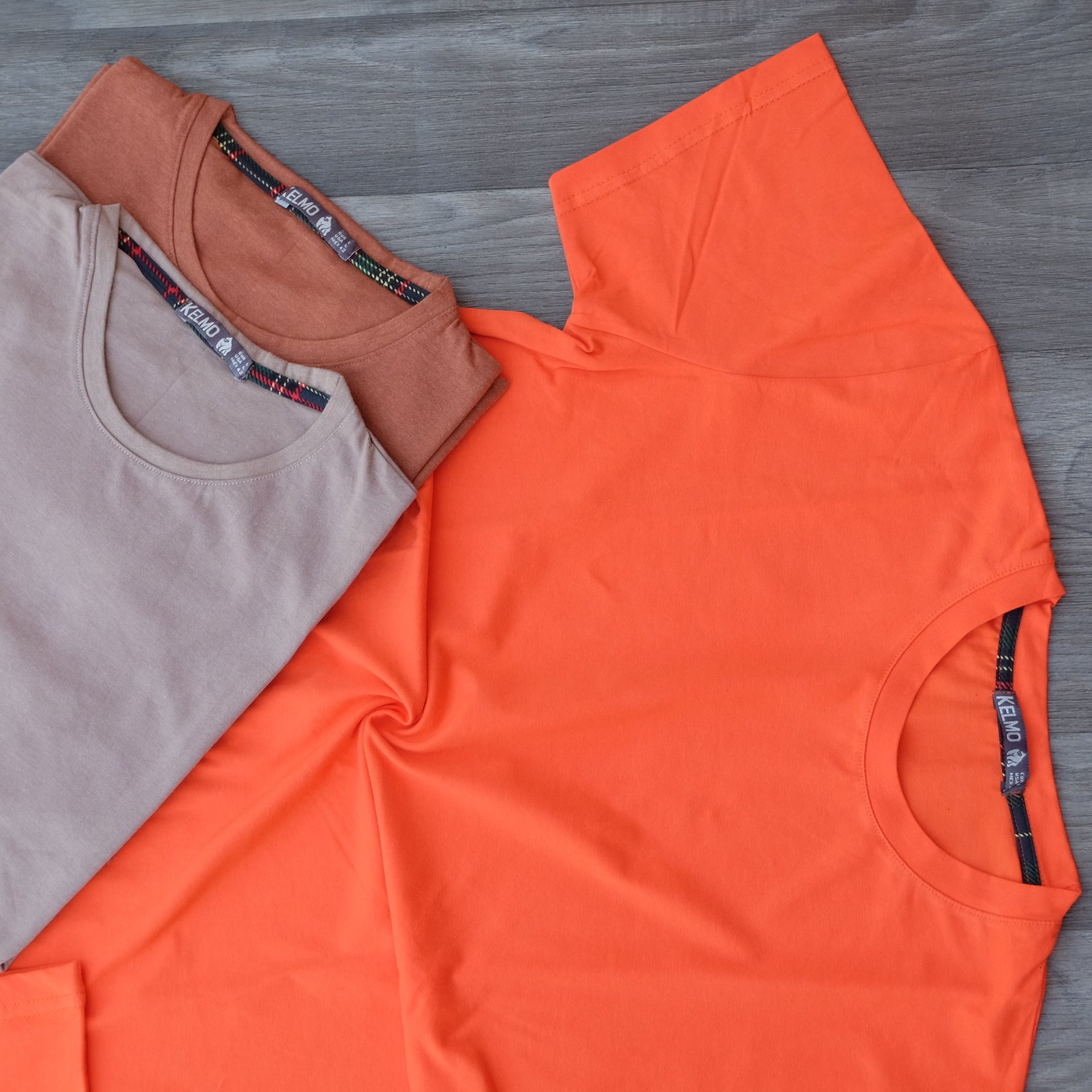 Pack 3 T-Shirt Marron Chine+ Beige Caramel + Orange