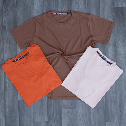 Pack 3 T-Shirt Orange + Marron + Jaune Poussin