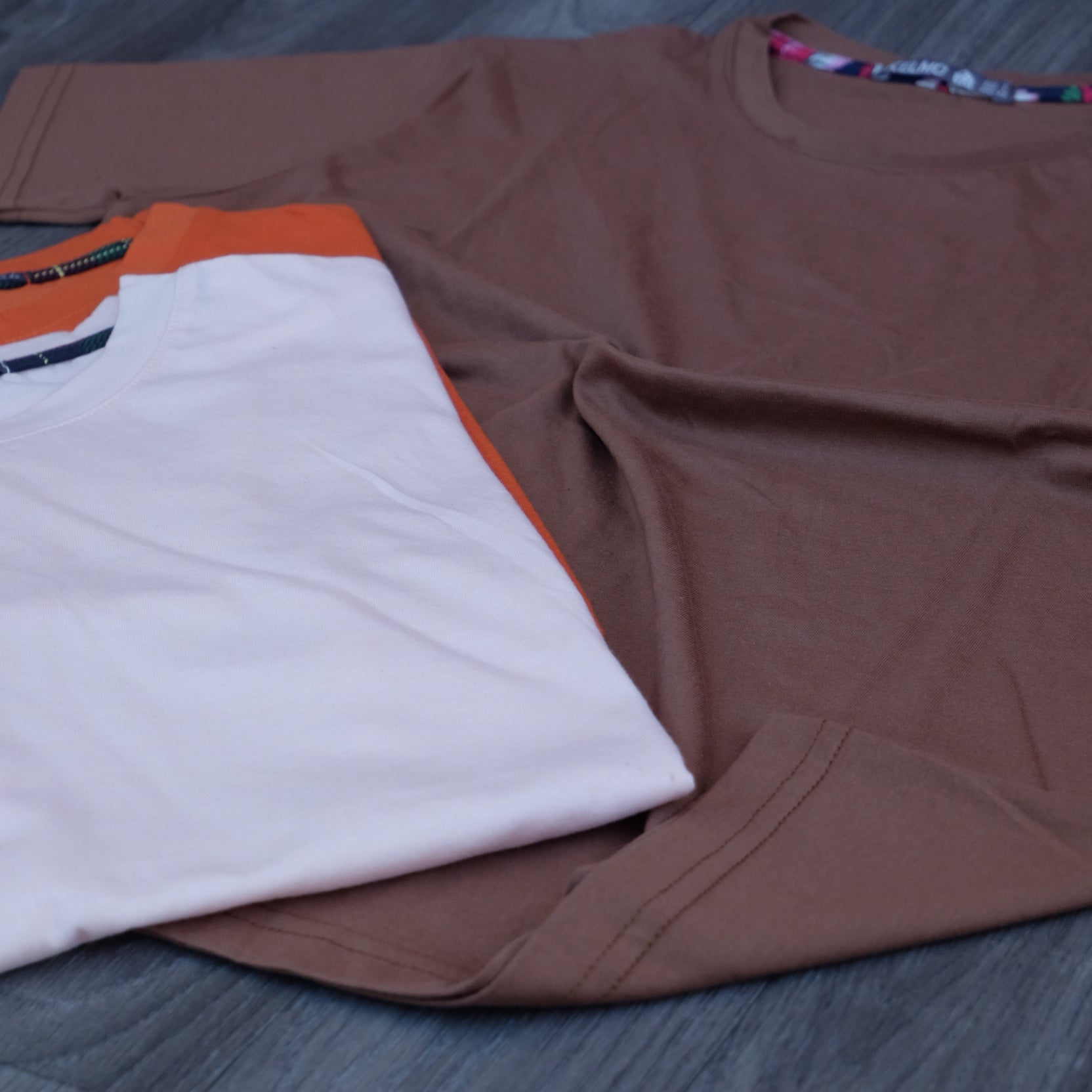Pack 3 T-Shirt Orange + Marron + Jaune Poussin