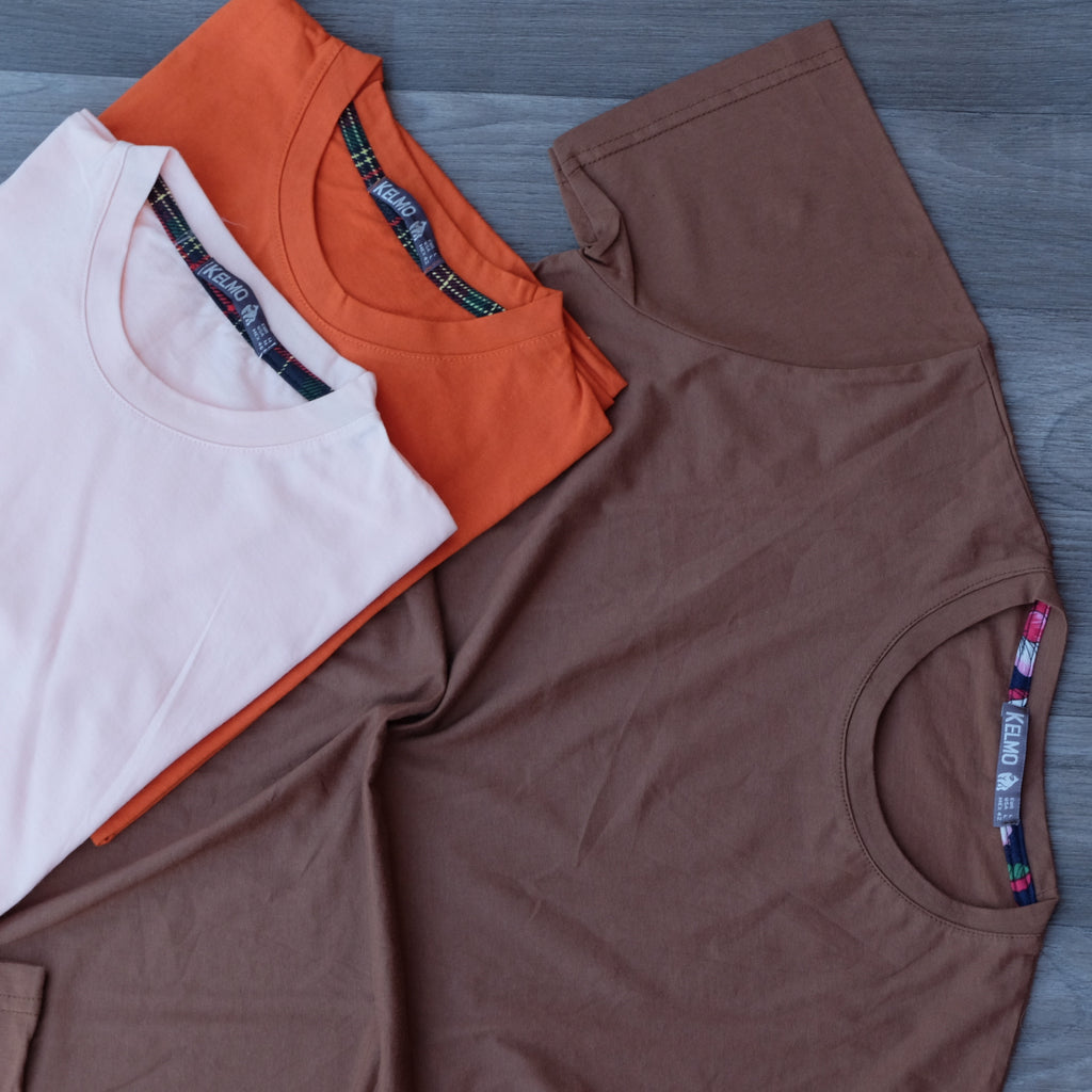 Pack 3 T-Shirt Orange + Marron + Jaune Poussin