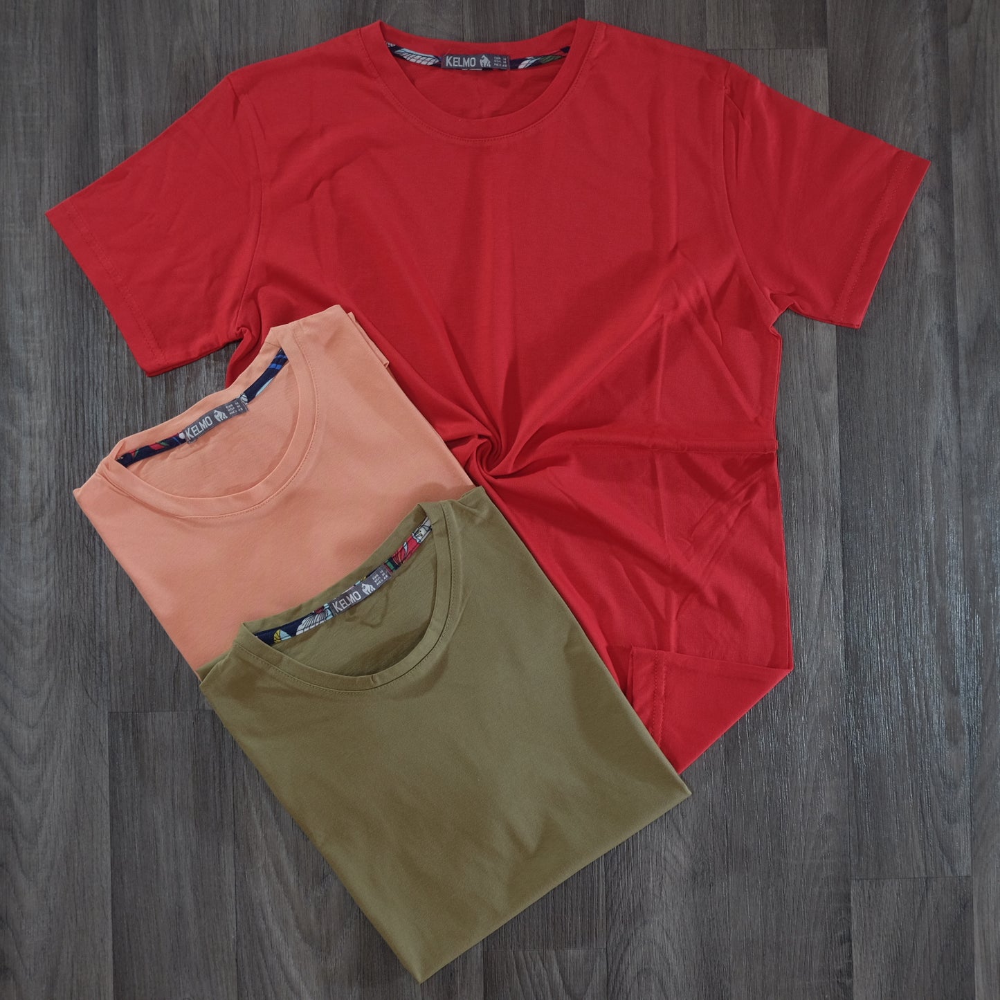 Pack 3 T-Shirt Rouge + Saumon + Kaki Clair