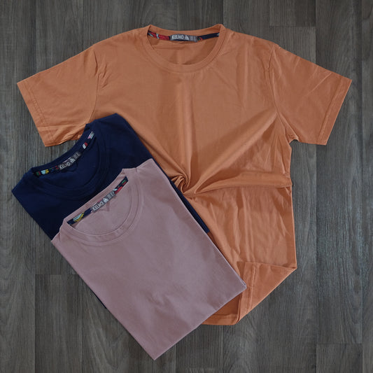 Pack 3 T-Shirt Saumon Fonce + Bleu Marine + Mauve Claire