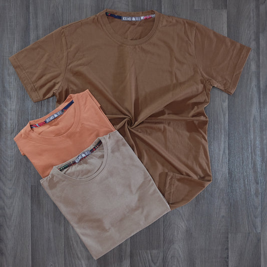 Pack 3 T-Shirt Taba + Saumon Fonce + Beige Caramel