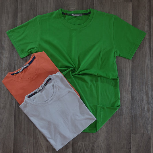 Pack 3 T-Shirt Vert Gazon + Saumon Fonce + Gris Claire