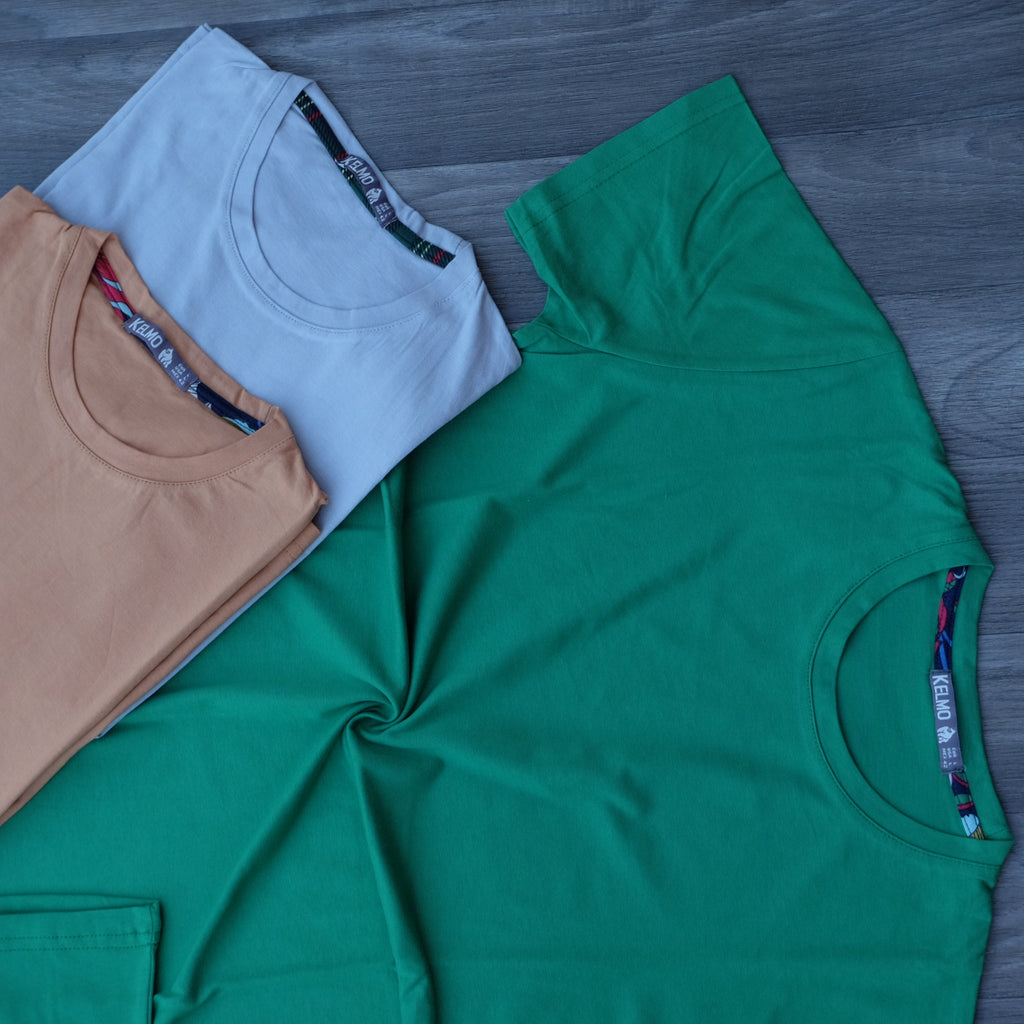 Pack 3 T-Shirt Vert Raj + maron clair  + Bleu ciel