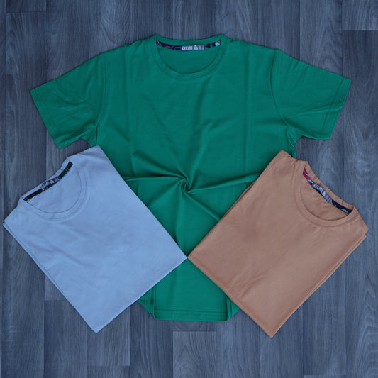 Pack 3 T-Shirt Vert Raj + maron clair + Bleu ciel