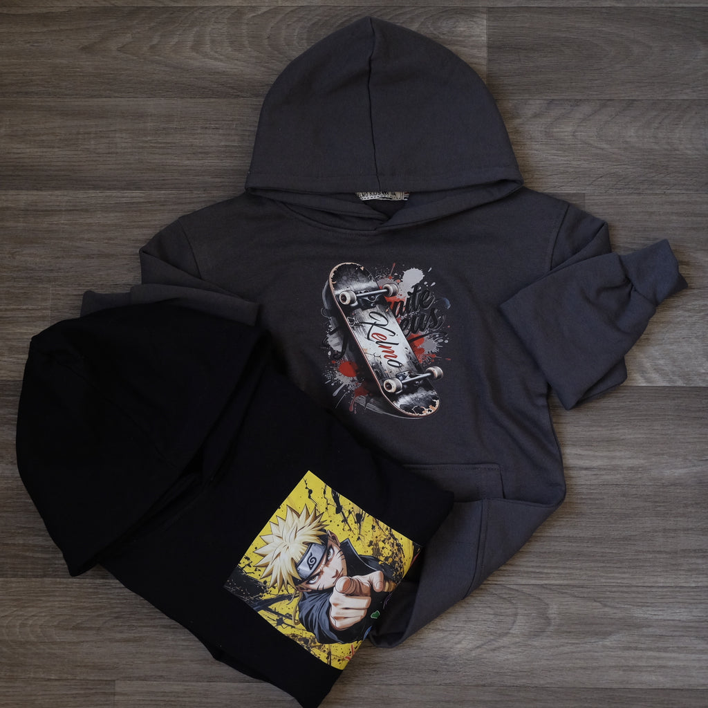 Pack Enfant 2 Capuche Bleu Nuit Naro + Gris Fonce Sky