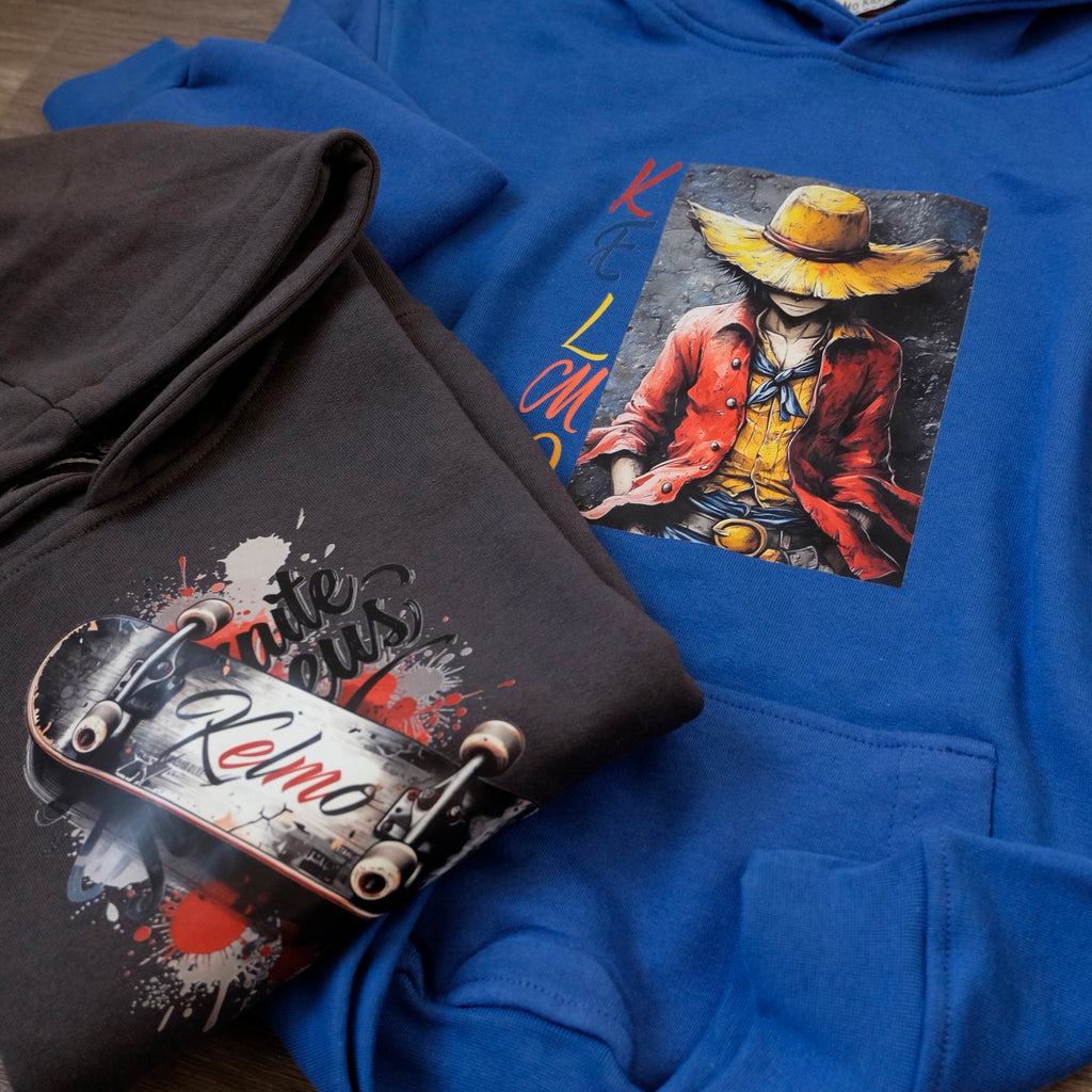 Pack Enfant 2 Capuche Bleu Roi Luffy+ Gris Fonce Sky