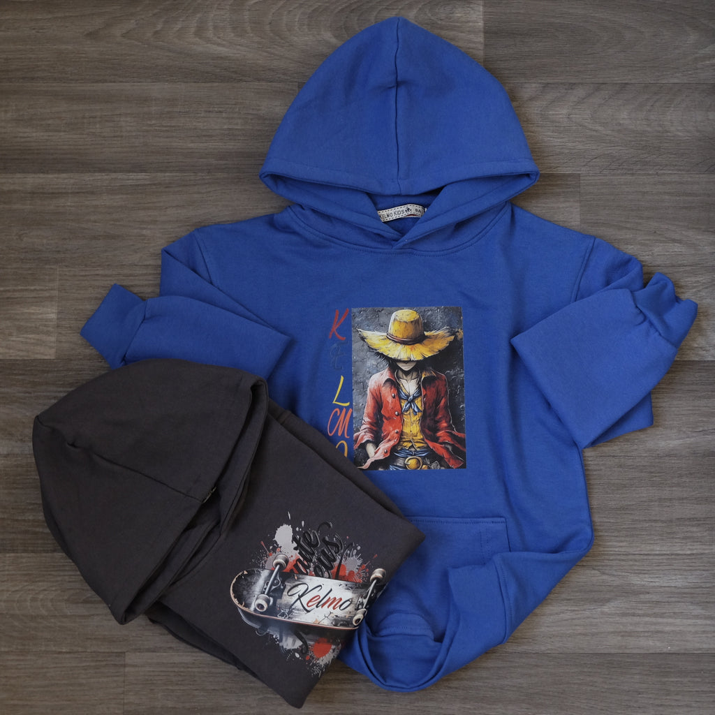 Pack Enfant 2 Capuche Bleu Roi Luffy+ Gris Fonce Sky