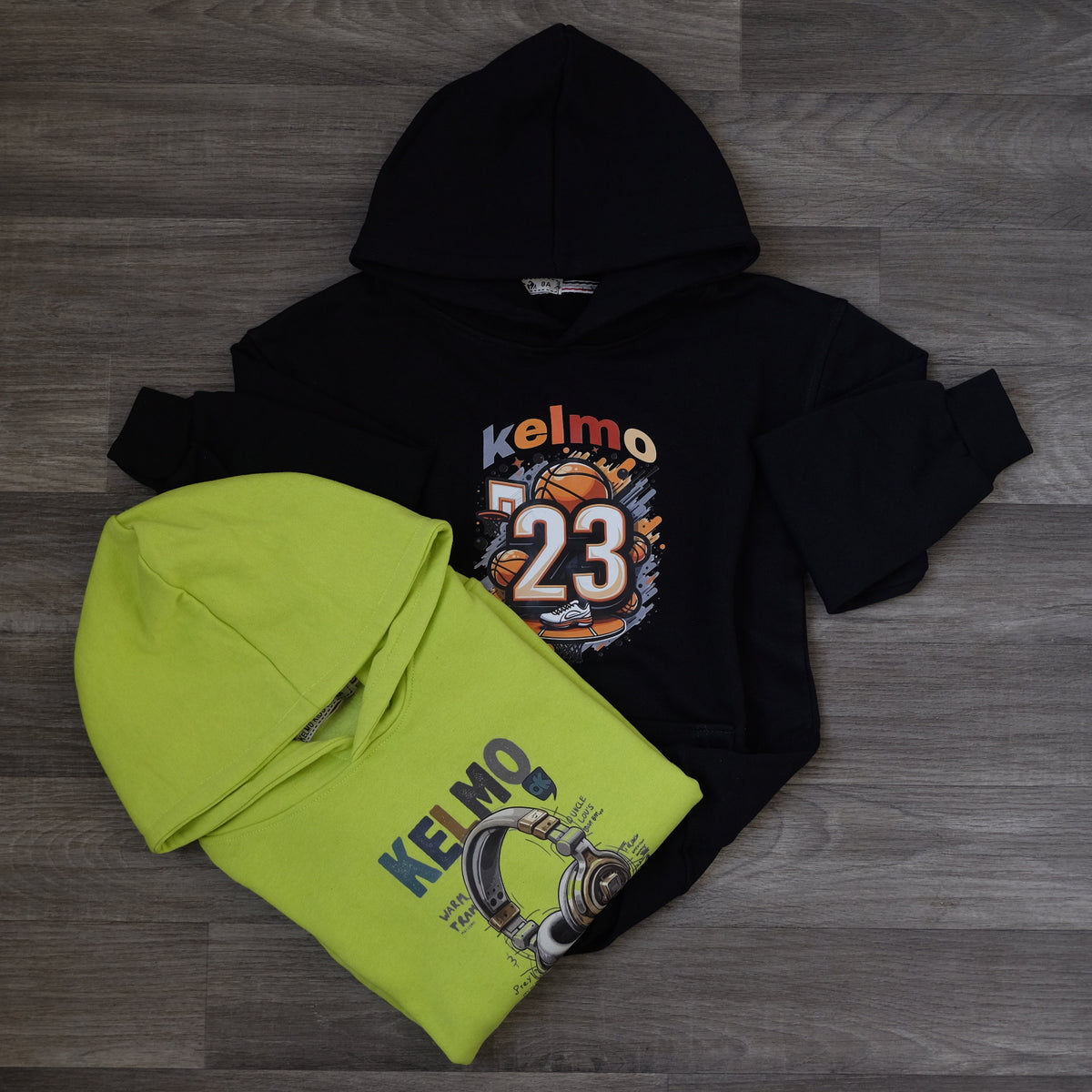 Pack Enfant 2 Capuche Vert Fluo Casq + Bleu Nuit Jord