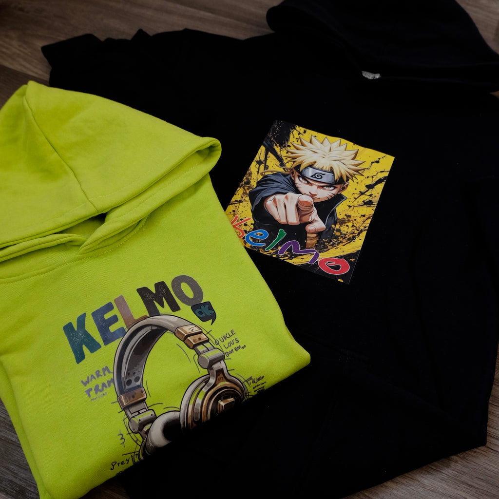 Pack Enfant 2 Capuche Vert Fluo Casq + Bleu Nuit Naro
