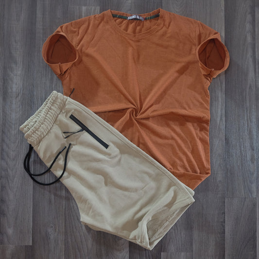 Pack Short Beige + T-Shirt Marron