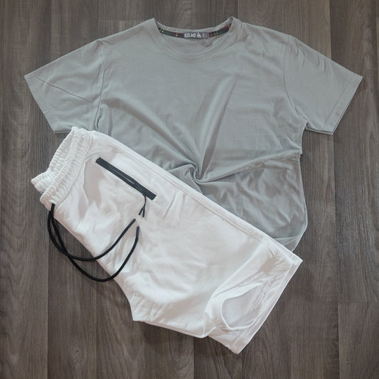 Pack Short Blanc + T-Shirt Gris Clair