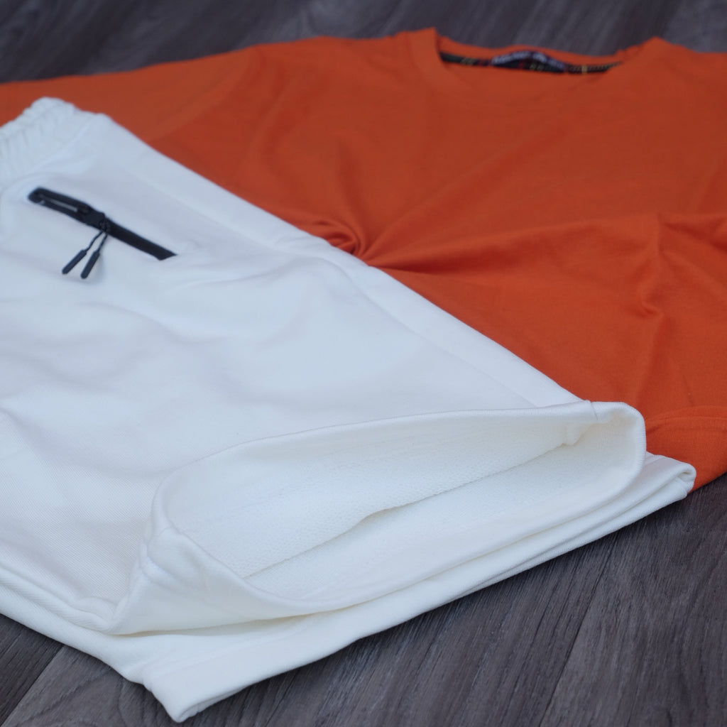 Pack Short Blanc + T-Shirt Orange