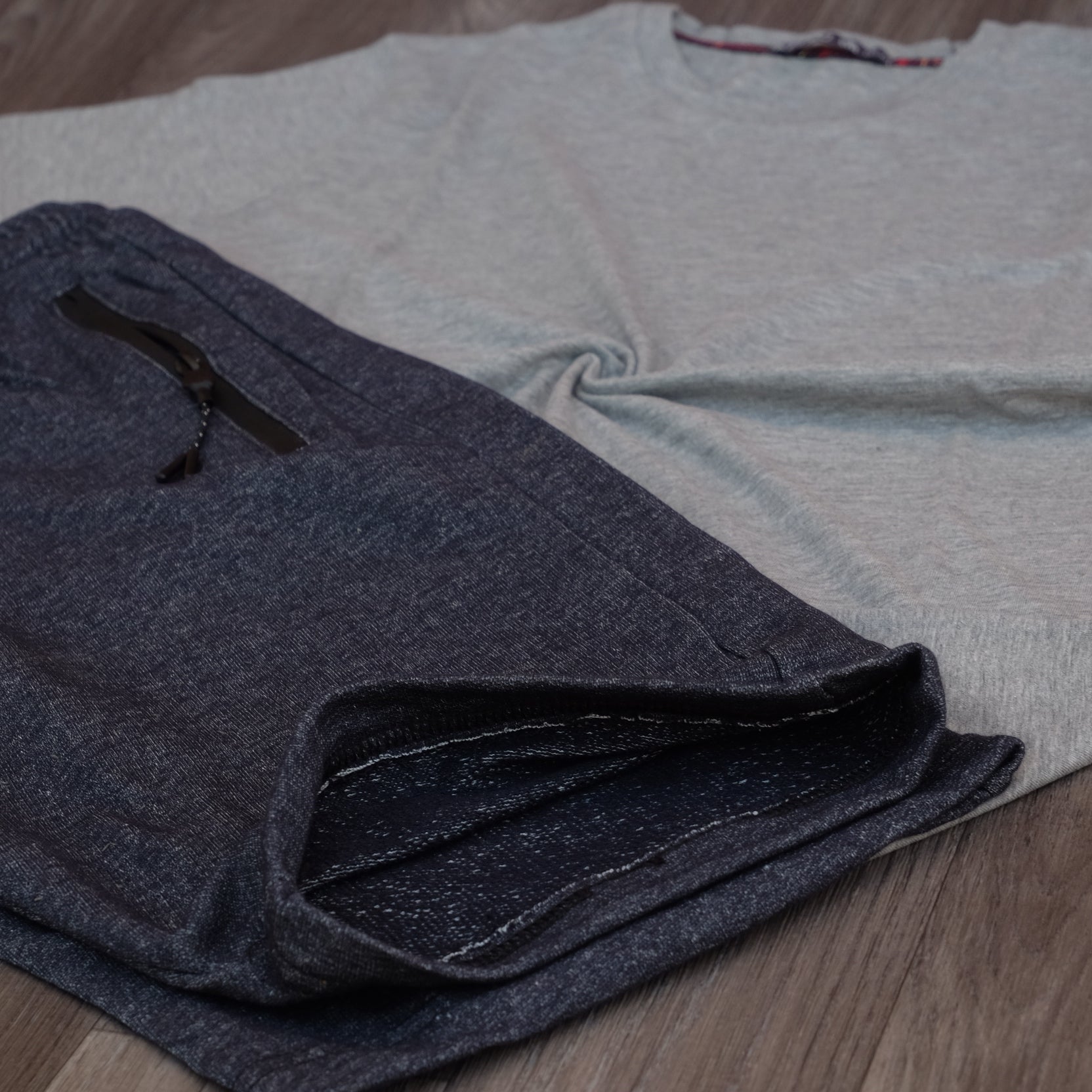Pack Short Bleu Chine + T-Shirt Gris Chine Clair