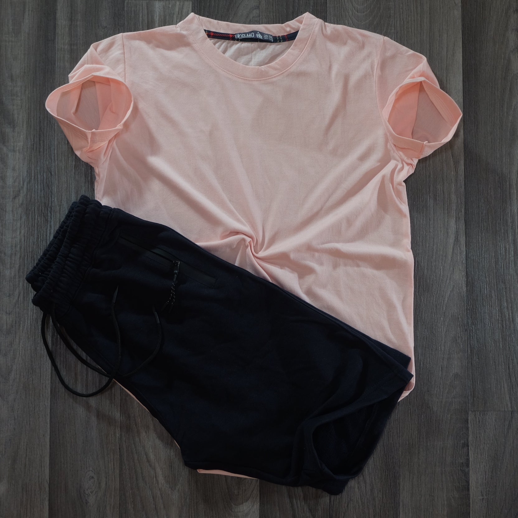 Pack Short Bleu Marine + T-Shirt Saumon