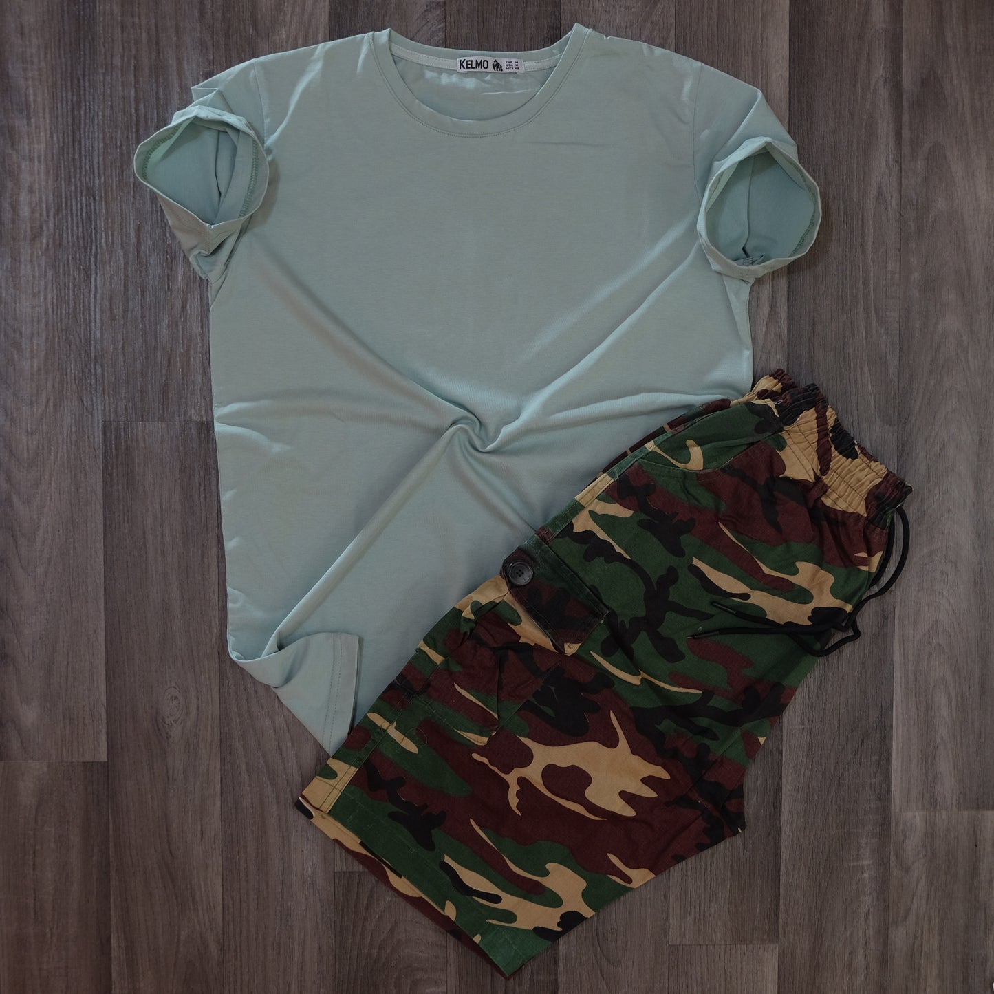 Pack Short Camoflage Foret + T-Shirt Vert Nik