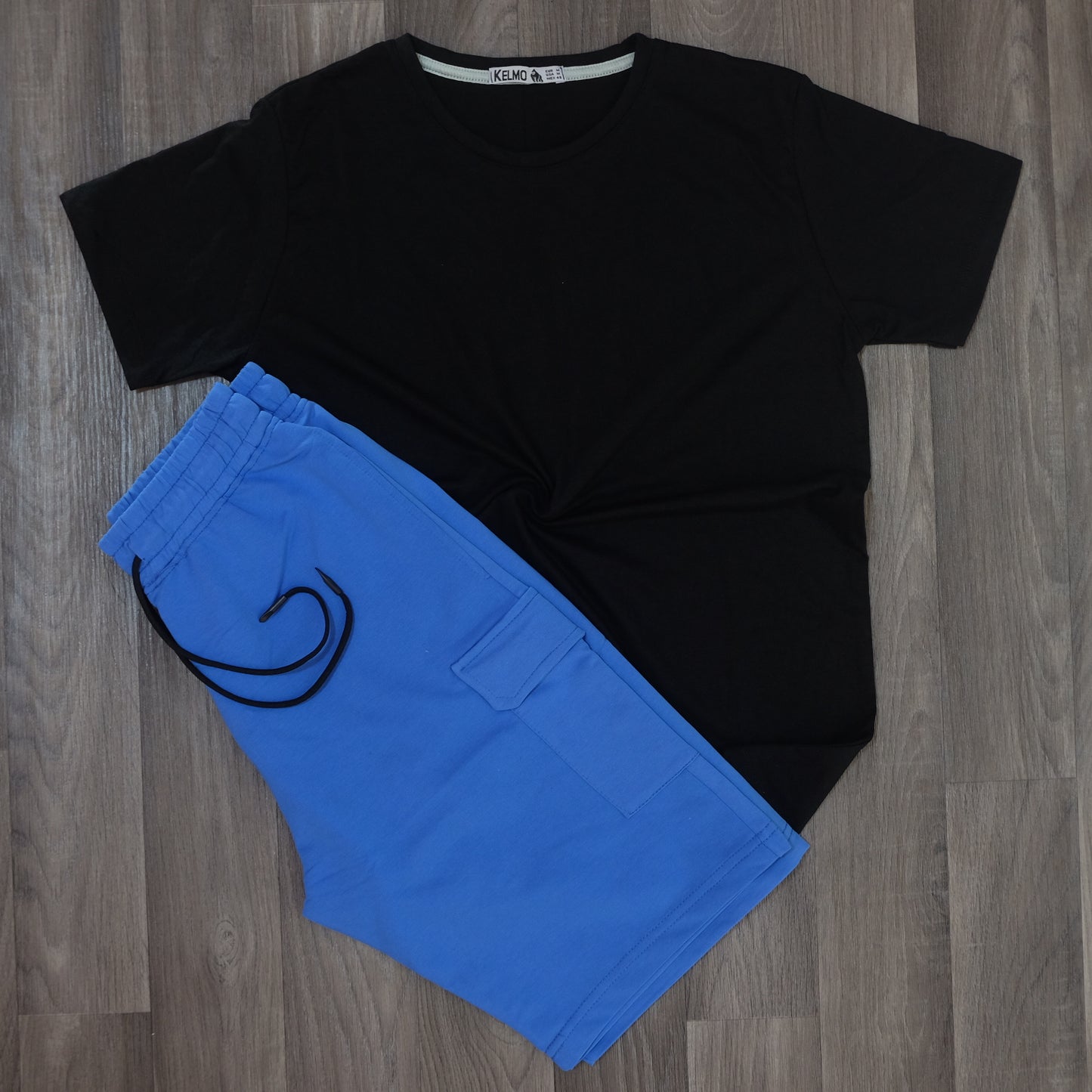 Pack Short Cargo Turquoi + T-Shirt Noir