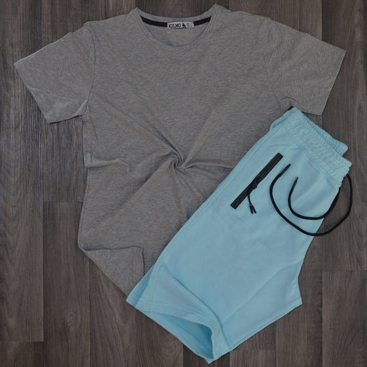 Pack Short Ciel Claire + T-Shirt Gris Chine