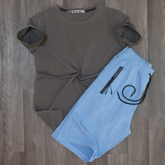 Pack Short Ciel Fonce + T-Shirt Kaki