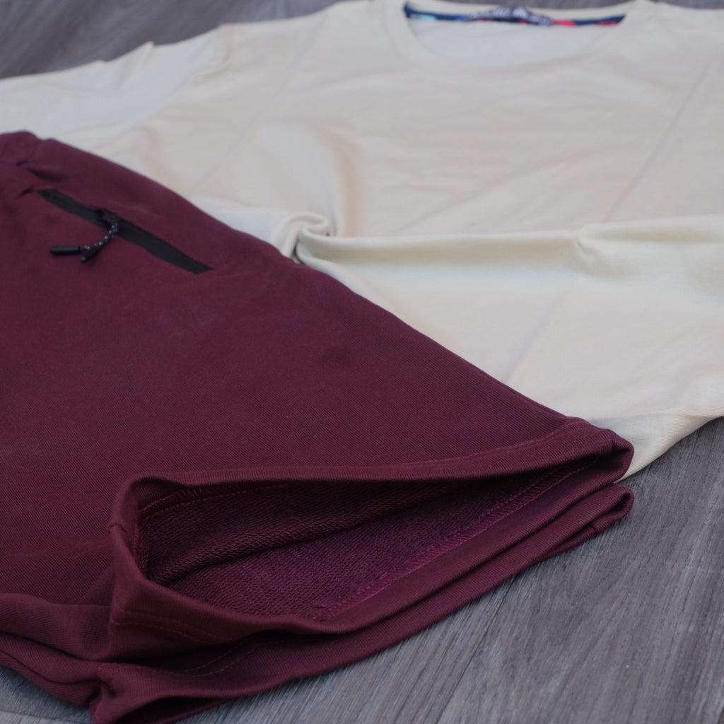 Pack Short Grenat + T-Shirt Beige