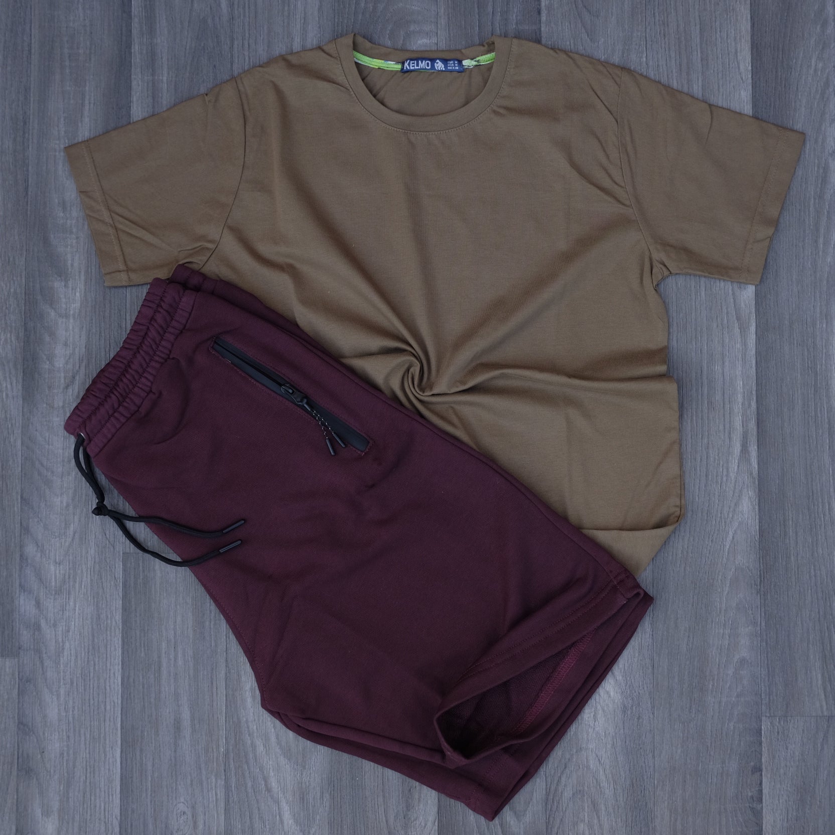 Pack Short Grenat + T-Shirt Marron Fonce