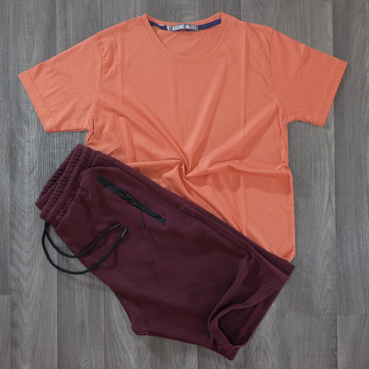 Pack Short Grenat + T-Shirt Saumon Fonce