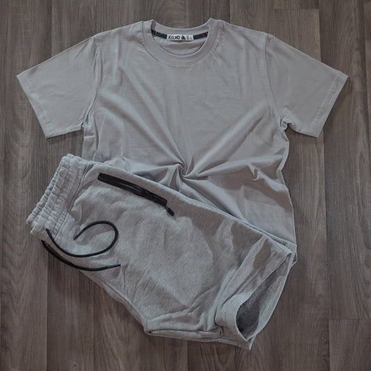 Pack Short Gris Chine Clair + T-Shirt Gris Clair