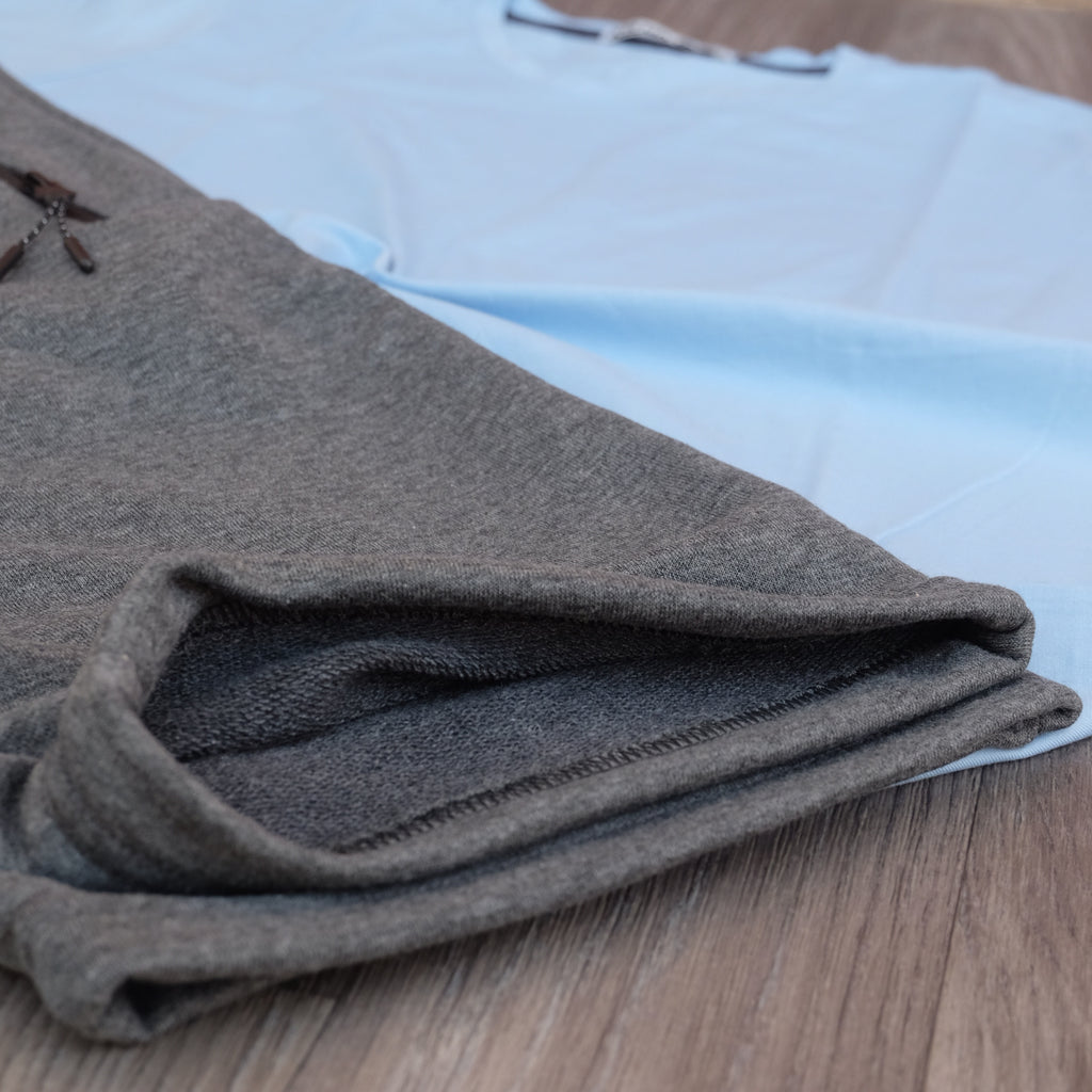 Pack Short Gris Chine Fonce + T-Shirt Bleu Ciel