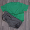 Pack Short Gris Chine Fonce + T-Shirt Vert Raj