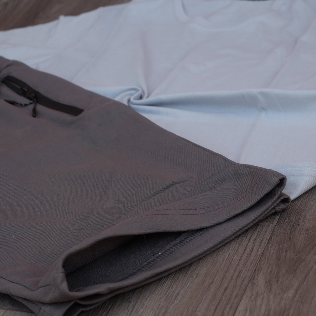 Pack Short Gris Fonce + T-Shirt Gris Chine Clair