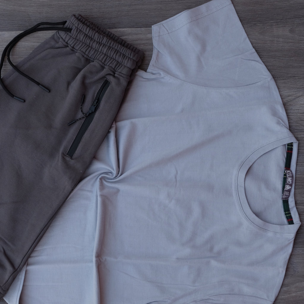 Pack Short Gris Fonce + T-Shirt Gris Chine Clair