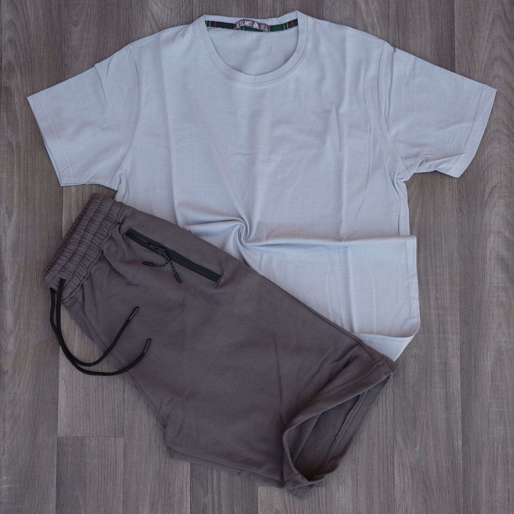 Pack Short Gris Fonce + T-Shirt Gris Chine Clair