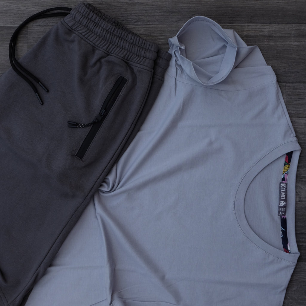 Pack Short Gris Fonce + T-Shirt Gris Clair