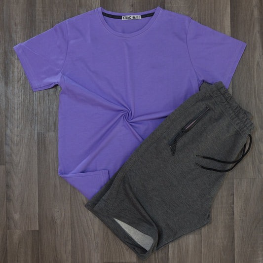 Pack Short Gris Fonce + T-Shirt Mauve