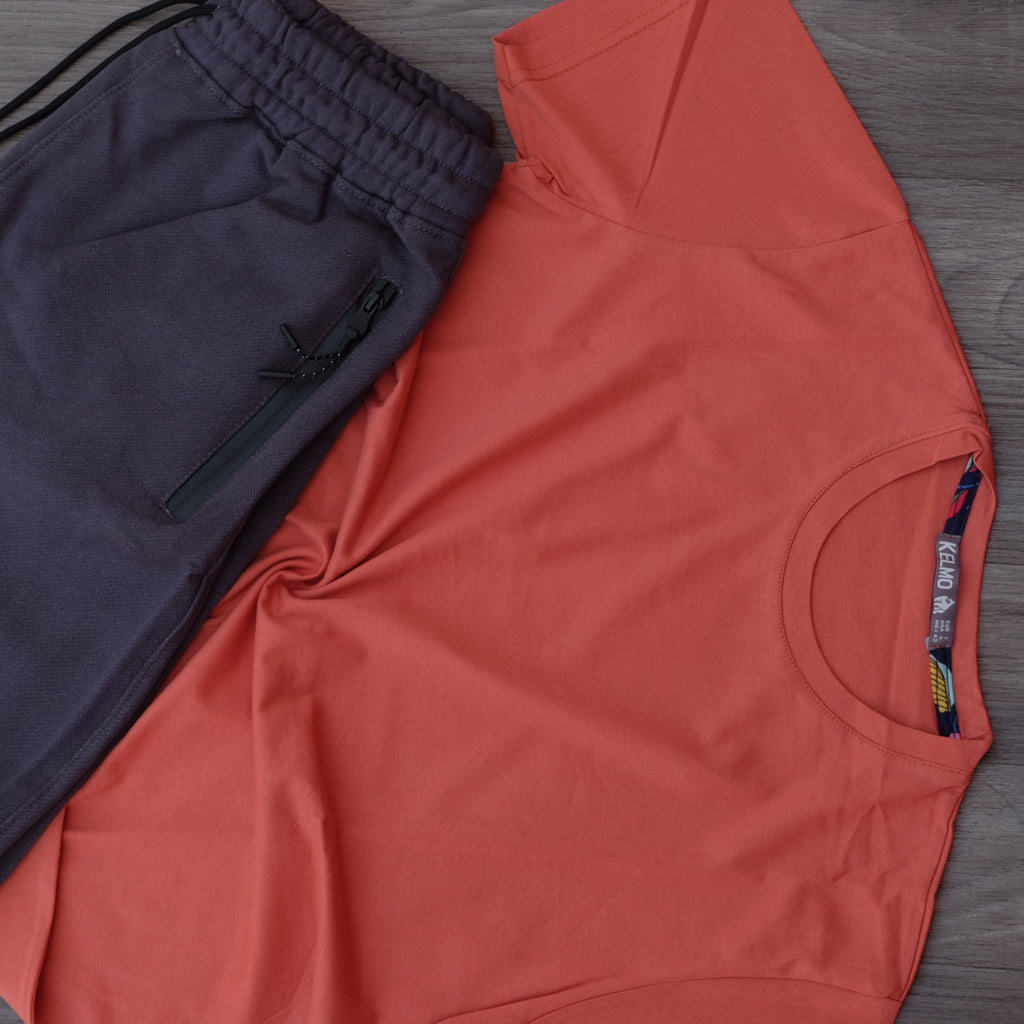 Pack Short Gris Fonce + T-Shirt Saumon