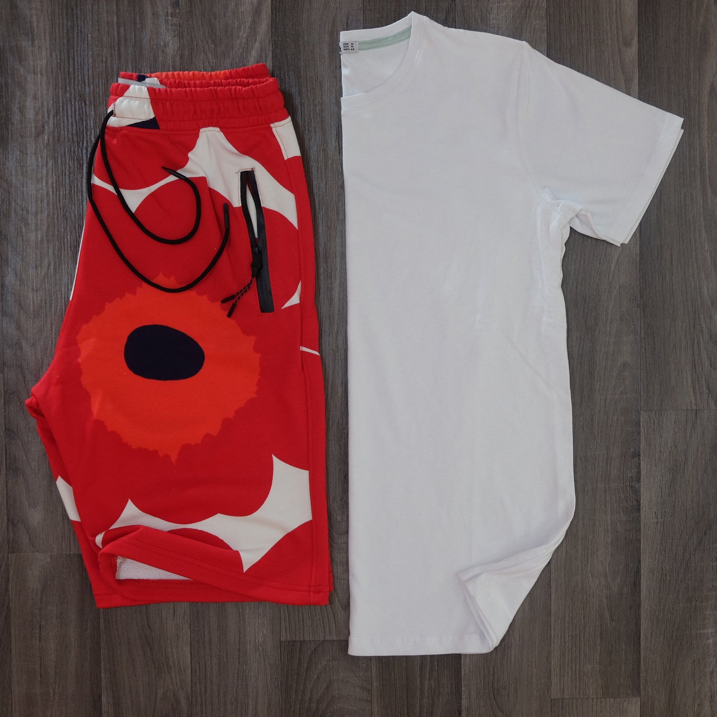 Pack Short Imprime Rouge + T-Shirt Blanc