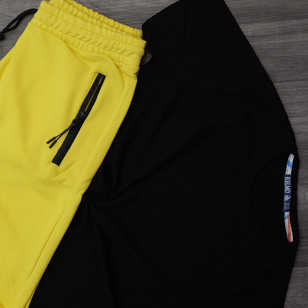 Pack Short Jaune Fluo + T-Shirt Noir