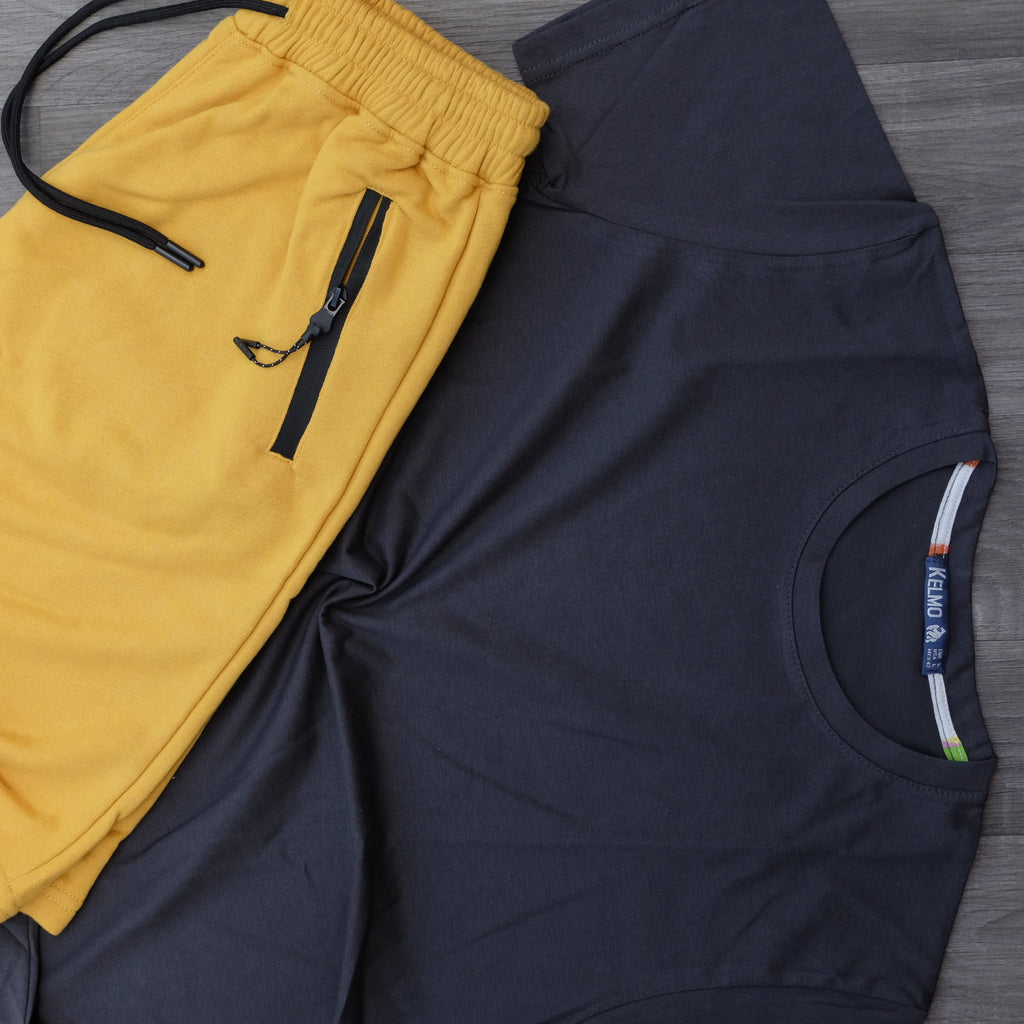 Pack Short Jaune Fonce + T-Shirt Gris Fonce