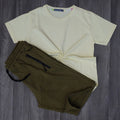 Pack Short Kaki Clair + T-Shirt Jaune Poussin