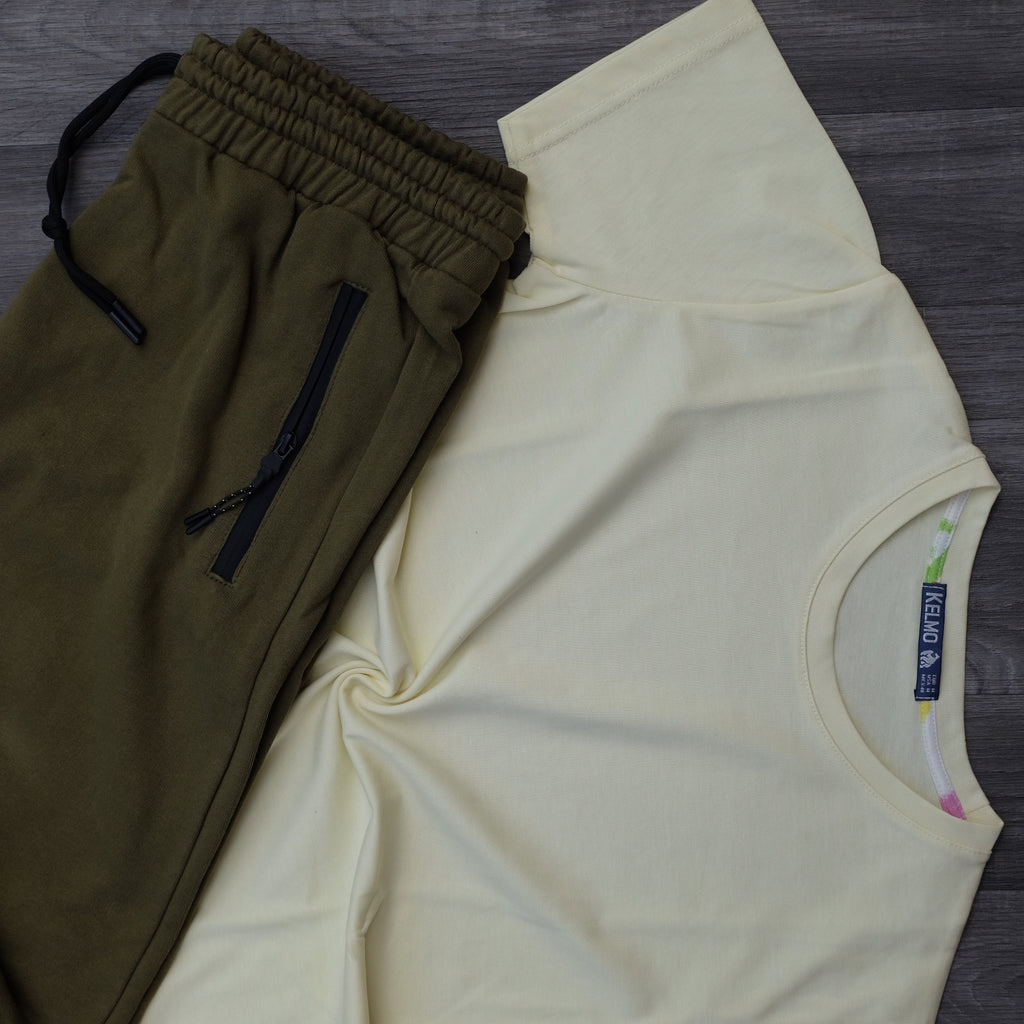 Pack Short Kaki Clair + T-Shirt Jaune Poussin