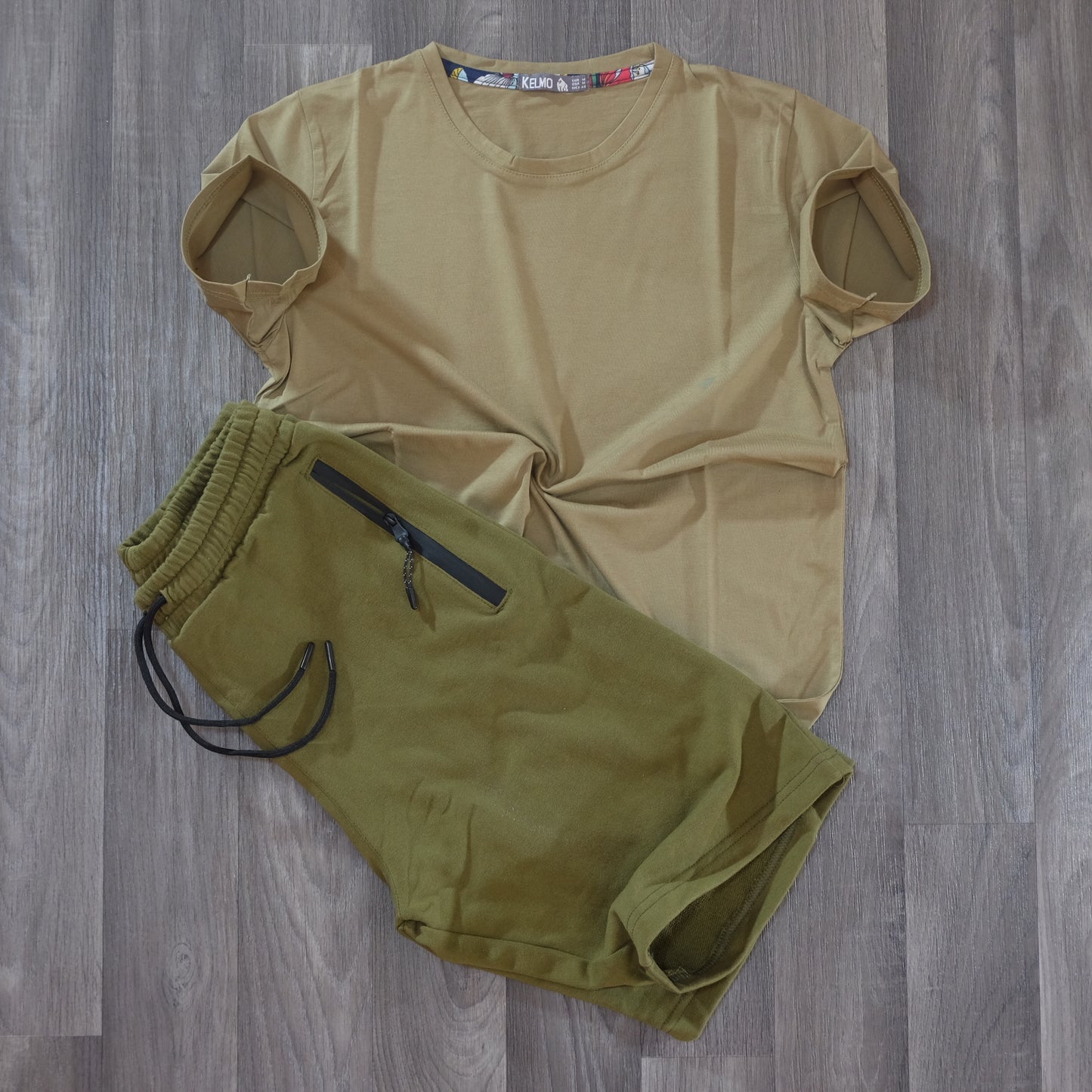 Pack Short Kaki Clair + T-Shirt Kaki Clair