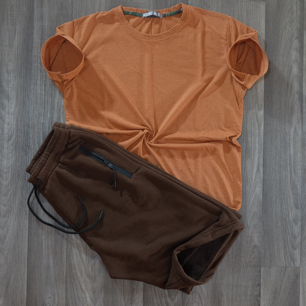 Pack Short Marron Fonce + T-Shirt Marron Chine