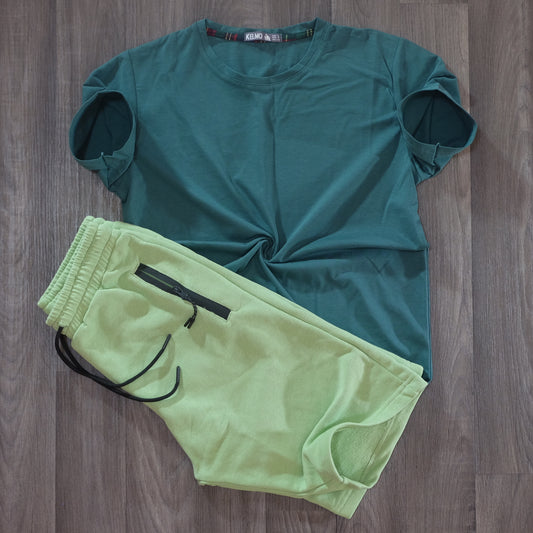 Pack Short Nil + T-Shirt Vert Petrole