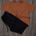 Pack Short Noir + T-Shirt Marron Chine