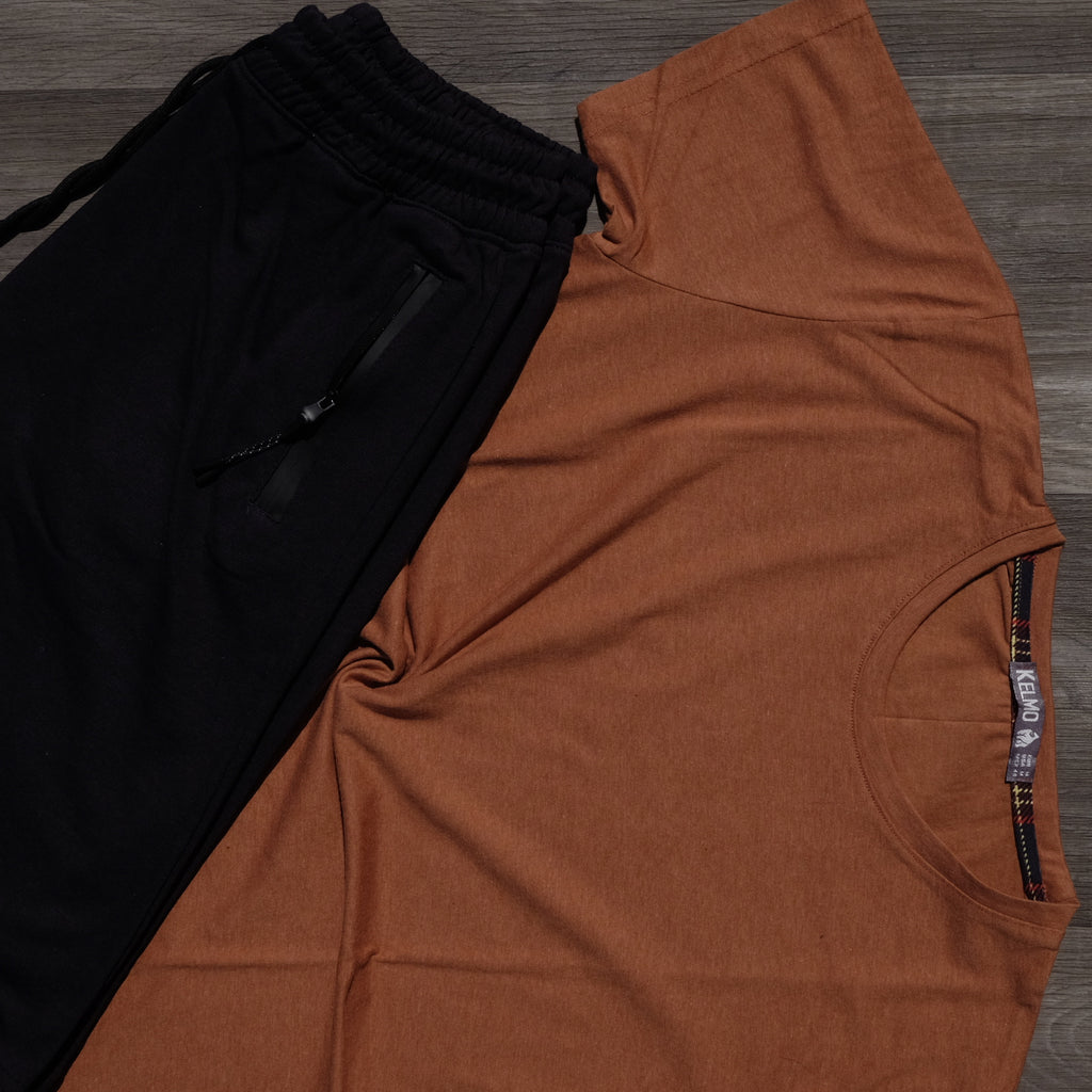 Pack Short Noir + T-Shirt Marron Chine